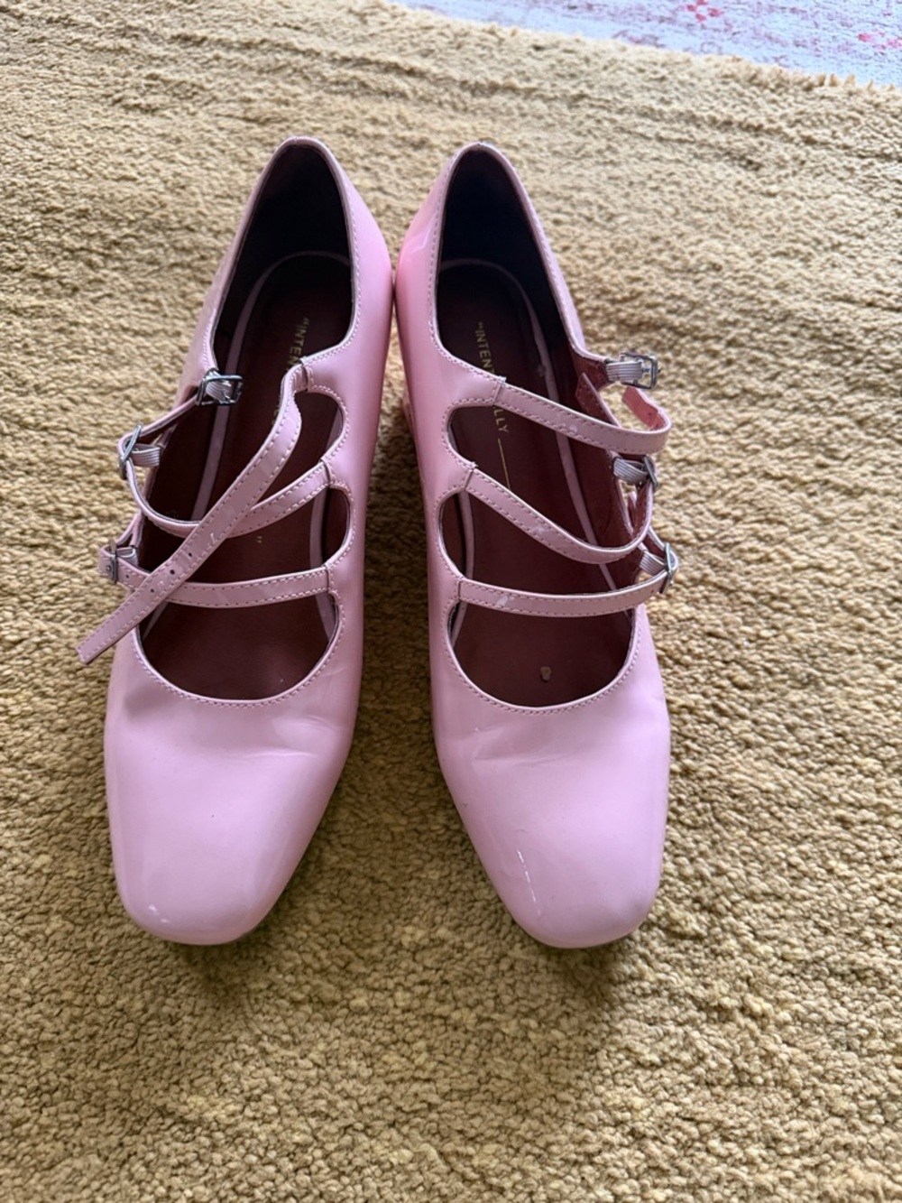 INTENTIONALLY BLANK Pink Multi-Strap Mary Jane Pumps